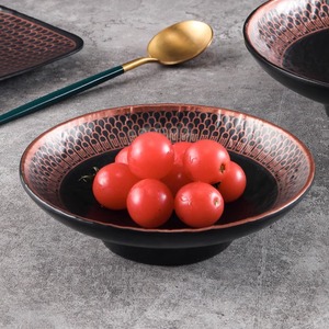 Retro <b>melamine</b> <b>plates</b>, imitation porcelain Japanese-style stemmed <b>plates</b>, hotel and restaurant plastic irregular-shaped snack - Product Image 2