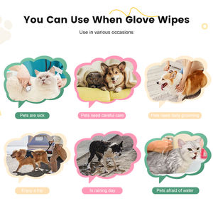 Toalhetes descartáveis biodegradáveis Multipurpose <span class=keywords><strong>Pet</strong></span> luva para gatos Cães Body Face Cleaning - Product Image 6