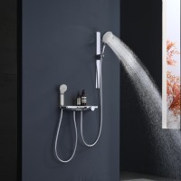 Ensemble de douche chromé moderne pour hôtel avec barre coulissante réglable, douchette à main et système de douche mural économiseur d'eau