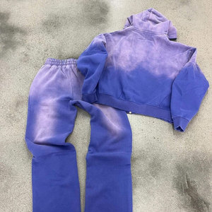 KINGSEN Heavyweight 400gsm Cotton Men's Tracksuit <b>Set</b> | Custom Acid Washed Streetwear Hoodie and Sweatpants 2 Piece <b>Set</b> - Product Image 3