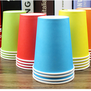 Handmade DIY Colorful Paper Cups , Disposable Pure Red, Orange, Yellow, and Green Paper Cups