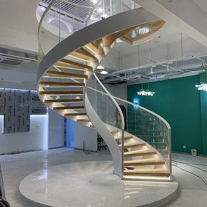<strong>Modern</strong> Factory Customized Curved Stairs Revolving Art Commercial Villa Hotel Club Glass <strong>Handrail</strong> Marble Spiral Stairs - Product Image 1