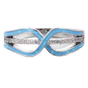 Anillo Infinito con Ópalo Azul y Circonitas en Engaste Canal para Uso Diario Femenino - Product Image 5