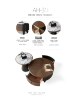 Meuble TV de salon de style Mid-Century Modern avec rangement et ensemble table basse en bois