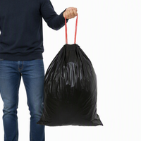 Sacs poubelle en plastique PE de 13 gallons avec cordon de serrage pour poubelle, bac à déchets sur rouleau, usage domestique et bureautique