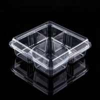 Boîte à fruits transparente en PET à 4 compartiments avec couvercle à clipser pour pastèque, kiwi, cantaloup, orange – Présentoir de traiteur pour fêtes, vente en gros, OEM