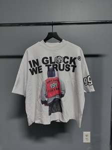 เสื้อยืดซักได้สำหรับผู้ชายทรงหลวมพิมพ์ลายปักโลโก้ขนาดใหญ่ที่กำหนดเองชิ้นเดียว - Product Image 1