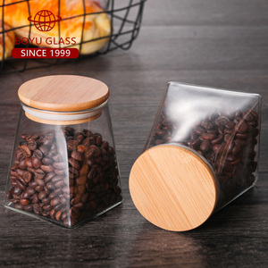 Barattolo di <span class=keywords><strong>vetro</strong></span> <span class=keywords><strong>borosilicato</strong></span> trasparente con coperchio di bambù naturale a tenuta d'aria per la conservazione e la conservazione degli alimenti - Product Image 4