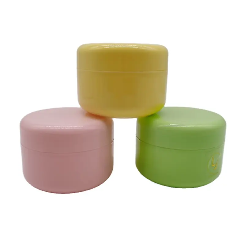 hot sale 20g 50g natural pp plastic jars in green black yellow pink color for beauty skin care cosmetic packing