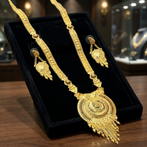 Wholesale Fashion 14K 18K 24K Micro Gold Plated <b>Necklaces</b>, Traditional Design <b>Long</b> Jewelry, Brass Micro Gold Forming Jewelry Set - Product Image 3