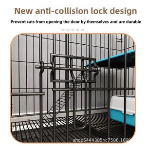 Jaula para Gatos, Extra Grande, para Interiores, con Espacio Libre, Inodoro Integrado, Plegable, de Dos o Tres Pisos, Villa para Gatos con Estructura de Hierro - Product Image 3