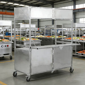 Carrito de Comida Plegable de Acero Inoxidable con 4 Ruedas para Venta Ambulante de Hot Dogs, Helados, Dulces y Café - Product Image 5