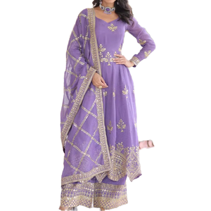 Conjunto de Dupatta Plateado, Texturizado, Reversible, Sin Arrugas, de Secado Rápido, Largo hasta el Suelo, para Mujer, Ideal para Fiestas, Bodas, Diwali, para Usar en Todas las Estaciones - Product Image 1