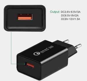 Adaptateur secteur de premier rang au Royaume-Uni, en Europe, aux États-Unis et en Australie, chargeur de téléphone portable QC3.0 18W à charge rapide pour <span class=keywords><strong>Samsung</strong></span>, chargeur mural de voyage, logo personnalisé - Product Image 2