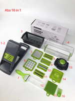 OEM/ODM 16-in-1 multifunctionele handmatige groentehakker, uien snijder, aardappel schiller, keuken fruit snijder, groentesnijder
