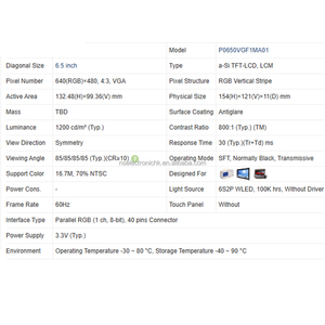 Nuevo módulo LCD Industrial VGA Original en Stock de 6,5 pulgadas, 640x480, para equipos industriales, médicos y automotrices, P0650VGF1MA01 - Product Image 4