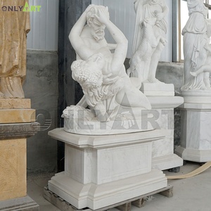 Escultura de Estatua de sátiro y bacante de mármol de piedra griega clásica tallada a mano - Product Image 4