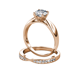 Sofisticato anello a doppio strato in oro rosa Design unico impreziosito da gemme <span class=keywords><strong>Swarovski</strong></span> perfette per matrimoni e anniversari - Product Image 5