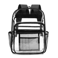 Sac à dos transparent en PVC avec sangle détachable, grande capacité 18L, pour étudiants, unisexe, avec poche zippée, couleur unie, hiver