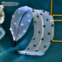 YouLaPan – bandeau élégant en maille verte avec strass, accessoires pour cheveux vintage pour femmes, coiffe pour mariage et soirée, YXA03