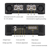 Amplificateur de voiture mono classe D haute performance 10000 W max style brésilien avec crossovers en aluminium et amplificateur de klaxon pour subwoofer