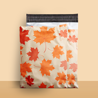 Sacs d'expédition en polyéthylène personnalisés avec logo imprimé intégral, motifs feuilles de tulipes, pour emballage de vêtements, sacs de remerciement pour coursiers