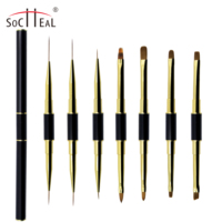 Pinceau professionnel pour vernis à ongles en nylon, double embout, manche métallique, pour polygel, différents modèles, pour manucure