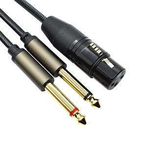 Cable divisor Y <span class=keywords><strong>de</strong></span> 3 pines XLR hembra <span class=keywords><strong>a</strong></span> doble <span class=keywords><strong>de</strong></span> 1/4 pulgadas, XLR hembra <span class=keywords><strong>a</strong></span> doble 6,35mm <span class=keywords><strong>Mono</strong></span> TS enchufe Mic Cable Adaptador <span class=keywords><strong>convertidor</strong></span> <span class=keywords><strong>de</strong></span> <span class=keywords><strong>Audio</strong></span> - Product Image 1