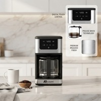 Cafetera Semiautomática Programable de 14 Tazas, Temporizador de Preparación Individual, Embudo Desmontable, Fácil de Limpiar, Autolimpiante, Digital para Hotel