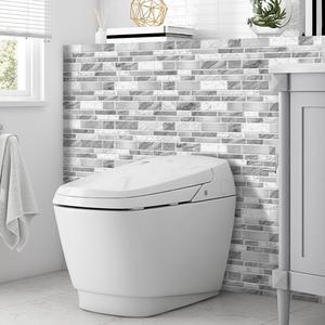 Papel pintado de palo de cáscara con patrón de mármol gris moderno 4,72*9,68 pulgadas forma Irregular cocina baño azulejos pegatinas para espacios modernos - Product Image 4