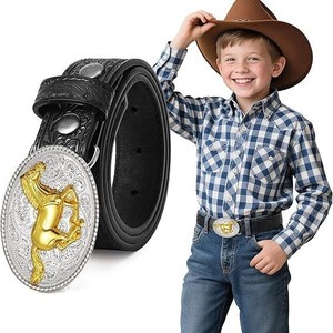 Ceinture de style western pour enfants, garçons et filles, avec boucle à crochet en alliage, largeur 3,8 cm, longueurs au choix de 70 à 100 cm, style <span class=keywords><strong>punk</strong></span> urbain - Product Image 2