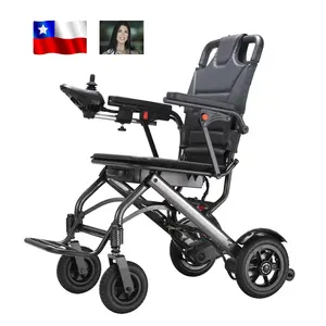 Kursi roda listrik serat karbon portabel 16KG, kursi roda listrik lipat untuk ringan dengan motor servo