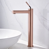 Robinet de lavabo en acier inoxydable, design minimaliste en céramique, mitigeur eau chaude/froide, finition brossée, montage sur comptoir, garantie 5 ans