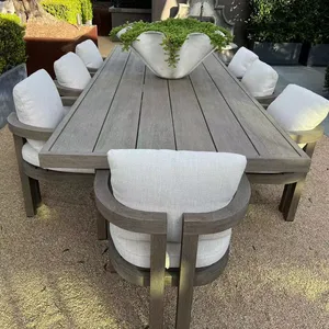 2023 Luxury High End Patio Solid Teak Wood Outdoor Garden Furniture Dining Table And Chairs Set