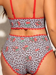 Women's Leopard String Bikini Set two piece leopard bikini set for curvy women leopard print swimwear bikini top for women - Product Image 3