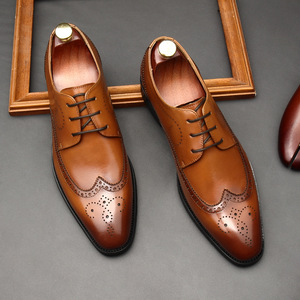 High-Quality Men's Leather Shoes <b>Pointed</b>-<b>Toe</b> Anti-Slip Suitable for Business Formal Occasions Weddings Parties - Product Image 4