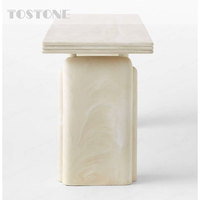 Table console en marbre naturel Tostone, directement de l'usine, avec bord en pierre naturelle et plateau en marbre massif pour la décoration intérieure de villa
