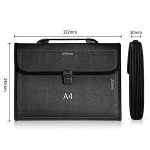 Deli 5232 A4 Accordion Bag 13 Compartment Document Storage Office Organizer Black And Blue Rectangle Simple Style - Product Image 3