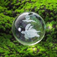 Nouveauté boule de cristal motif 3D gravure à l'intérieur boule de verre petits ornements décoration de la maison cristal artisanat LED veilleuse