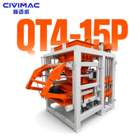Machine à fabriquer des blocs de béton semi-automatique à pression hydraulique avec moteur et roulement, pour pavés creux emboîtables QT4-15P Easy CIVIMAC