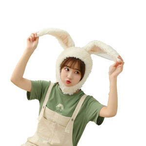 ウサギの耳の帽子 ソフト調節可能なウサギの耳の帽子 かわいいふわふわのウサギの耳の帽子 ソフトウサギの耳 軽量で快適な帽子 - Product Image 5