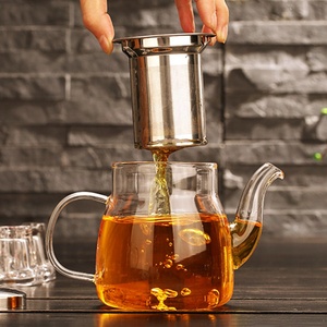 <span class=keywords><strong>Teiera</strong></span> di vetro resistente al calore su misura con infusore in acciaio inossidabile bollitore di vetro sicuro - Product Image 6