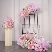 Rangée de fleurs artificielles en soie pour allée de mariage, décoration de table, cérémonie nuptiale, réception, lieu de banquet, scène