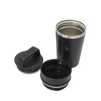 Mug de voyage en acier inoxydable avec poignée portable, tasse à café réutilisable à double paroi isolée sous vide, anti-fuite, avec couvercle de transport