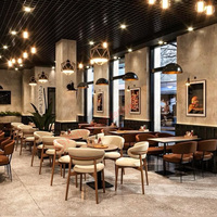 Ensemble table et chaises de salle à manger en bois massif de style industriel rétro (convient aux cafés/restaurants de restauration légère)