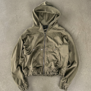 Sweat-shirt zippé surdimensionné personnalisé, longueur standard, unisexe, décontracté, pour l'automne, en jersey French Terry, respirant, écologique - Product Image 3
