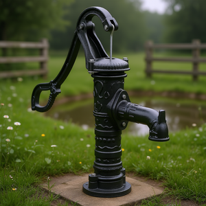 Bomba de agua manual de hierro fundido con orificios de 0,5 pulgadas, fácil instalación para jardín, patio, estanque, funcionamiento manual, color negro - Product Image 2