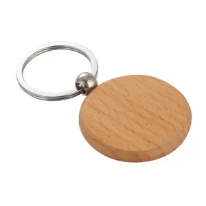 Porte-clés en bois avec logo personnalisé gravé, forme ronde, Promotion directe sur mesure, cadeau spécial, 2020