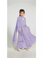 Zifeng OME dernière élégante abaya ouverte à 3 couches d'inspiration dubaï pour enfants femmes Hijab fait à la main en polyester élégant robe Kimono