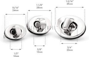 CRAFTMEMORE Pcs Oval Twist Turn Locks <b>Purse</b> Closure Leathercraft Accessory Turn Lock Clasp Large X Mm Silver - Product Image 3